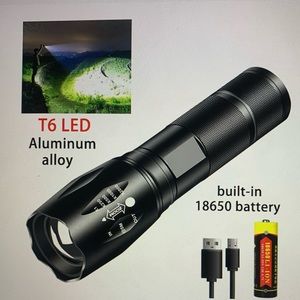 Powerful T6 LED Flashing super bright, USB Recharge